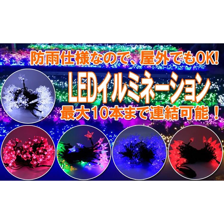 DECOタイプ LED ストレートライト ライトアップ イルミネーション 50球 5M イチゴ赤 雪青 店舗装飾 商店街 屋外