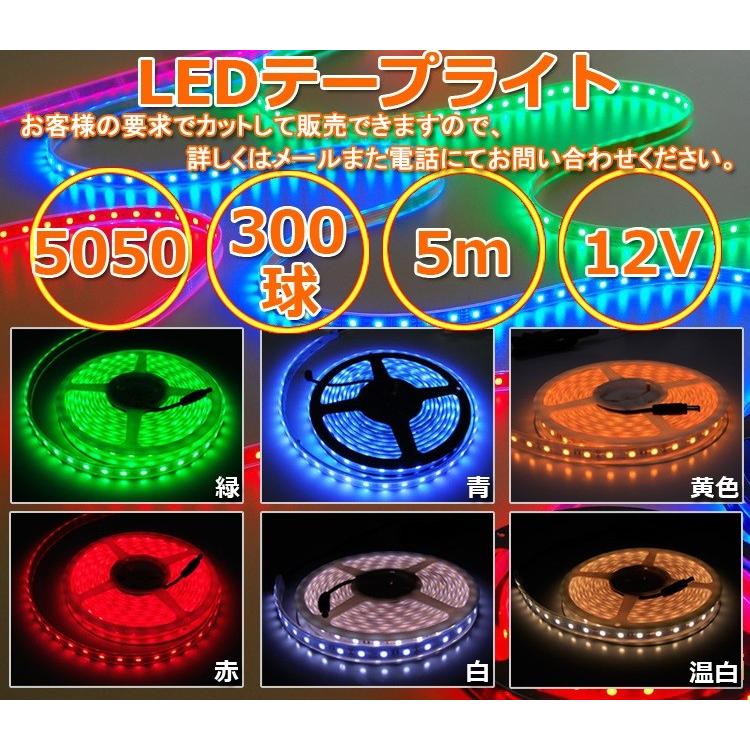 単色 300球 LED テープライト イルミネーション 防水 ビニールチューブ型 SMD5050型 5M 屋外 コントローラ別売