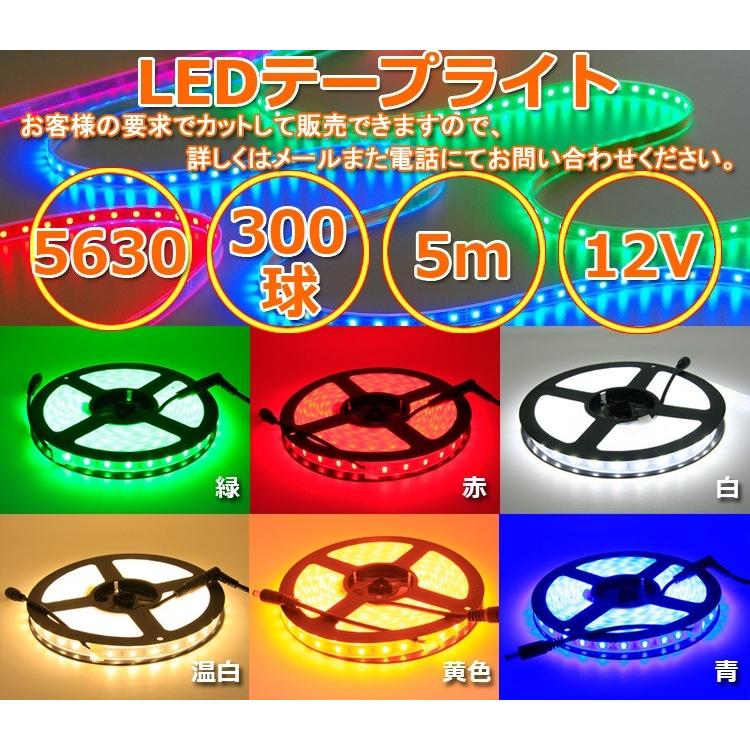 高輝度 LED テープライト 300球 単色 イルミネーション 防水 ビニールチューブ型 SMD5630型 5M コントローラ別売